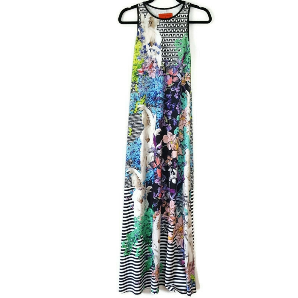 Clover Canyon Enchanted Garden Racerback Floral Jersey Maxi Dress Small